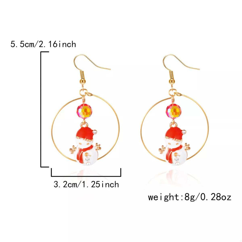 18K Gold-Plated Christmas Snowman Earrings - Trendsi - Flyclothing LLC