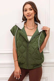 Drawstring Zip Up Hooded Vest Coat - Trendsi - Flyclothing LLC