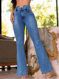 Washed Slim High Rise Flared Jeans - Trendsi - Flyclothing LLC