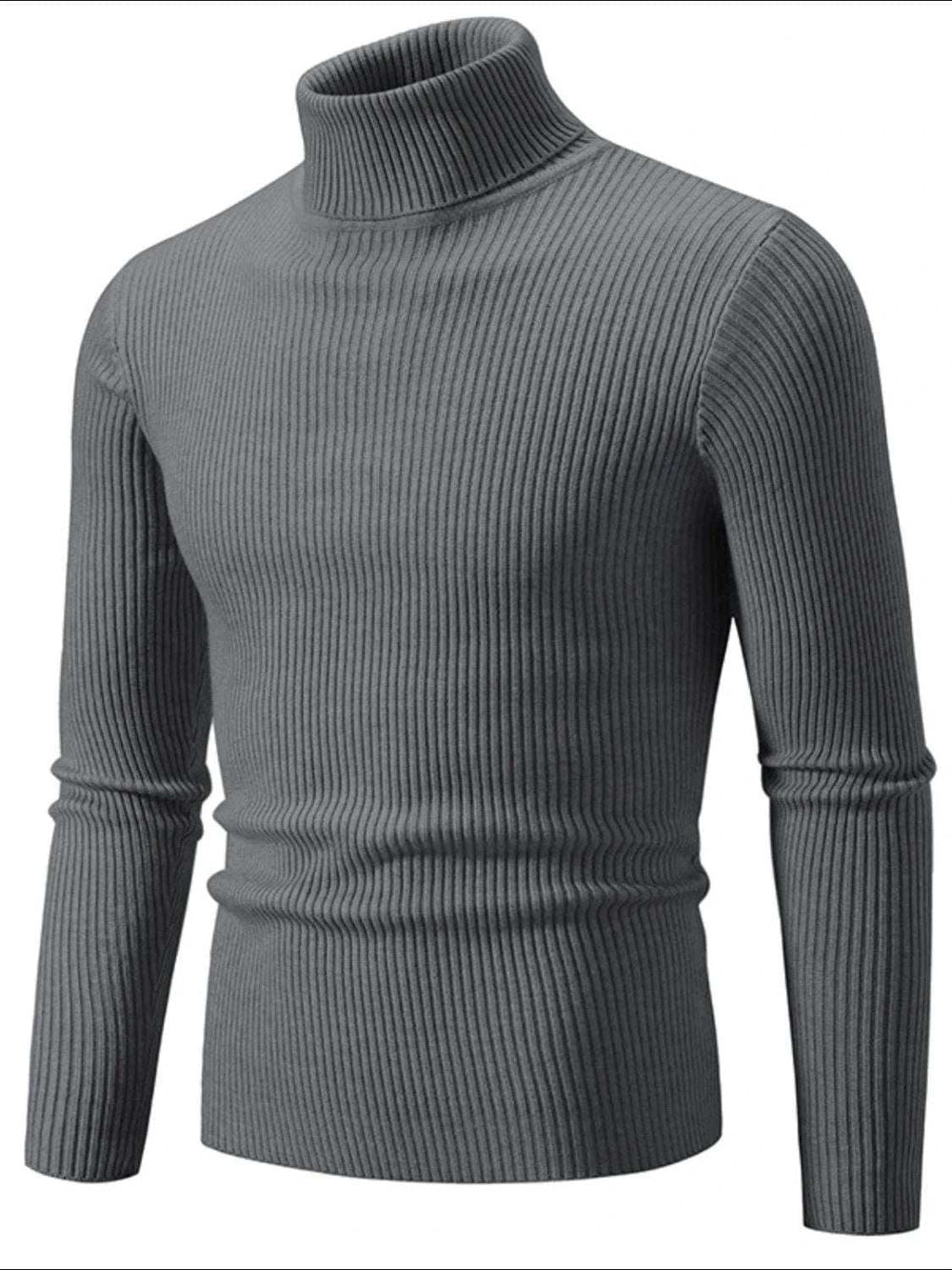 Men's Turtleneck Long Sleeve Ribbed Sweater - Trendsi - Flyclothing LLC