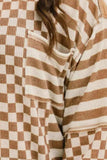 Plus Size Stripes & Checker Round Neck Long Sleeve Top - Trendsi - Flyclothing LLC