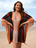 Openwork Color Block Plunge Cover-Up - Trendsi - Flyclothing LLC