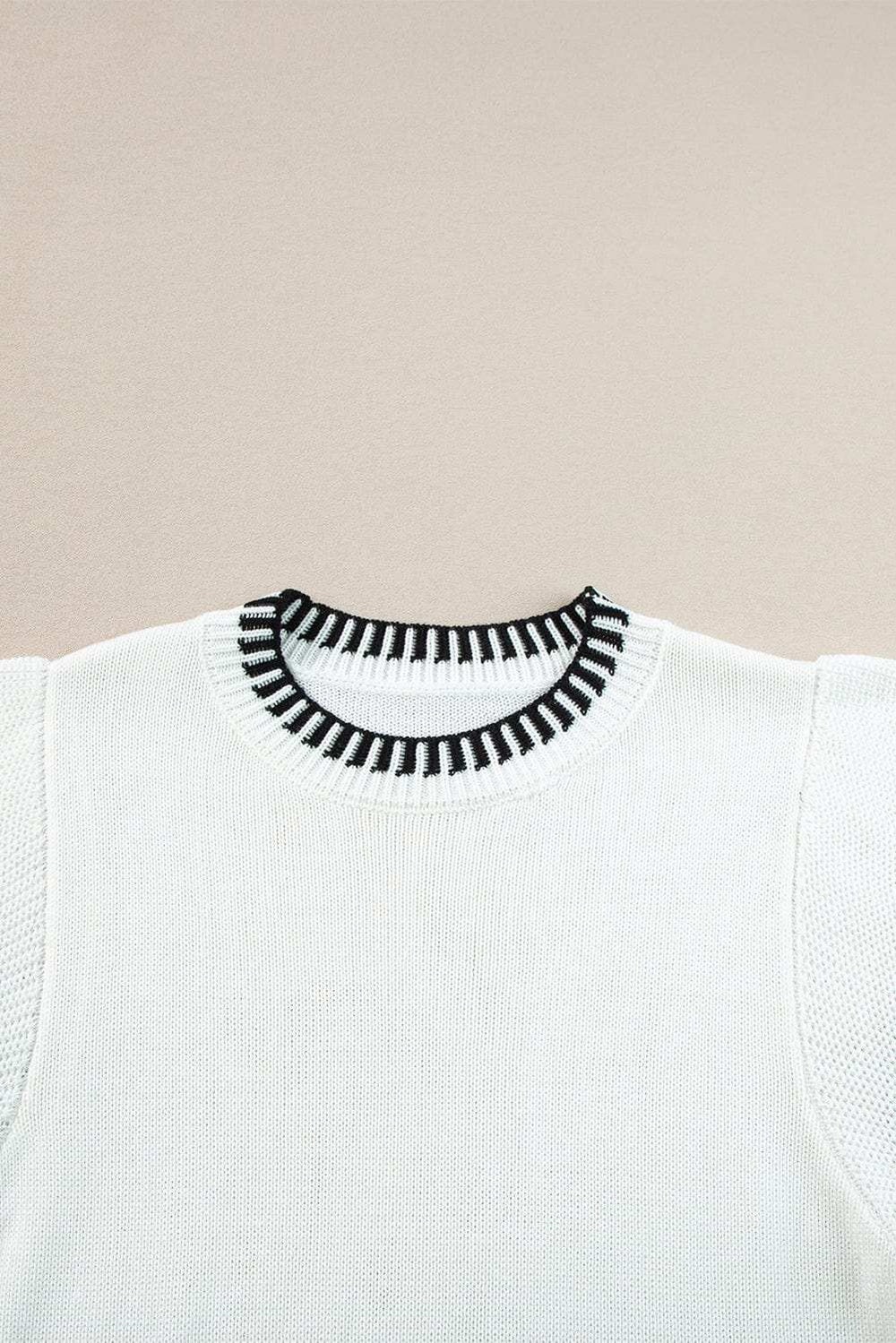 Round Neck Short Sleeve Knit Top - Trendsi - Flyclothing LLC
