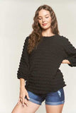 ADORA Bubble Texture Round Neck Blouse - Trendsi - Flyclothing LLC