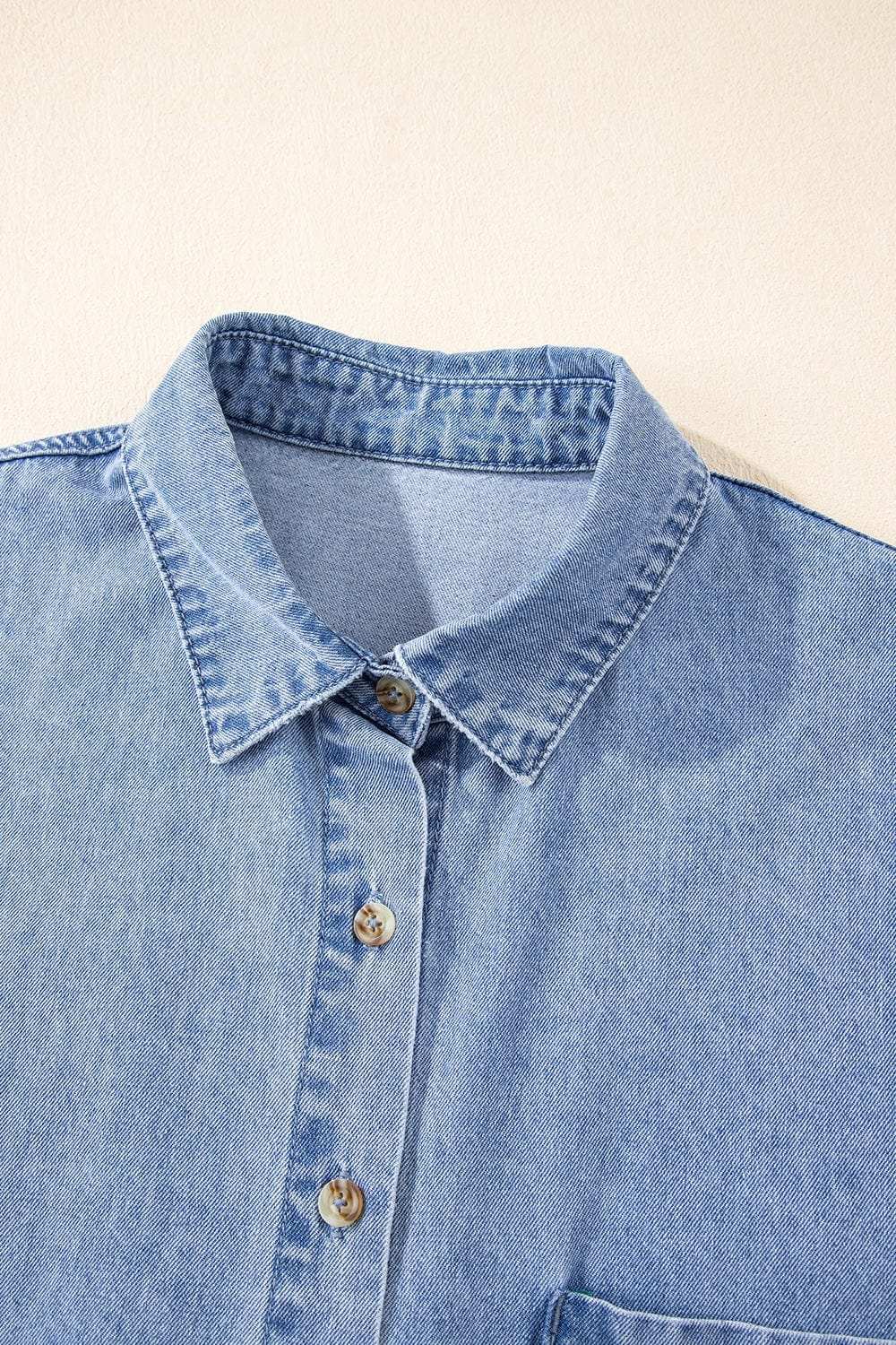 Button Down Short Sleeve Denim Dress - Trendsi - Flyclothing LLC