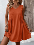 Ivy Lane Ruched V-Neck Sleeveless Mini Dress - Trendsi - Flyclothing LLC