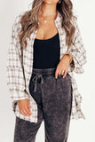 Exposed Seam Plaid Collared Neck Long Sleeve Shirt - Trendsi - Flyclothing LLC