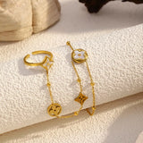 18K Gold-Plated Clover Charm Hand Chain Bracelet - Trendsi - Flyclothing LLC