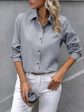 Button Up Collared Neck Long Sleeve Shirt - Trendsi - Flyclothing LLC