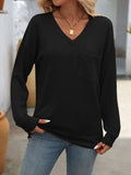 V-Neck Long Sleeve T-Shirt - Trendsi - Flyclothing LLC