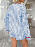 Devine Tie Front Contrast Plaid Shirt and Shorts Set - Trendsi - Flyclothing LLC