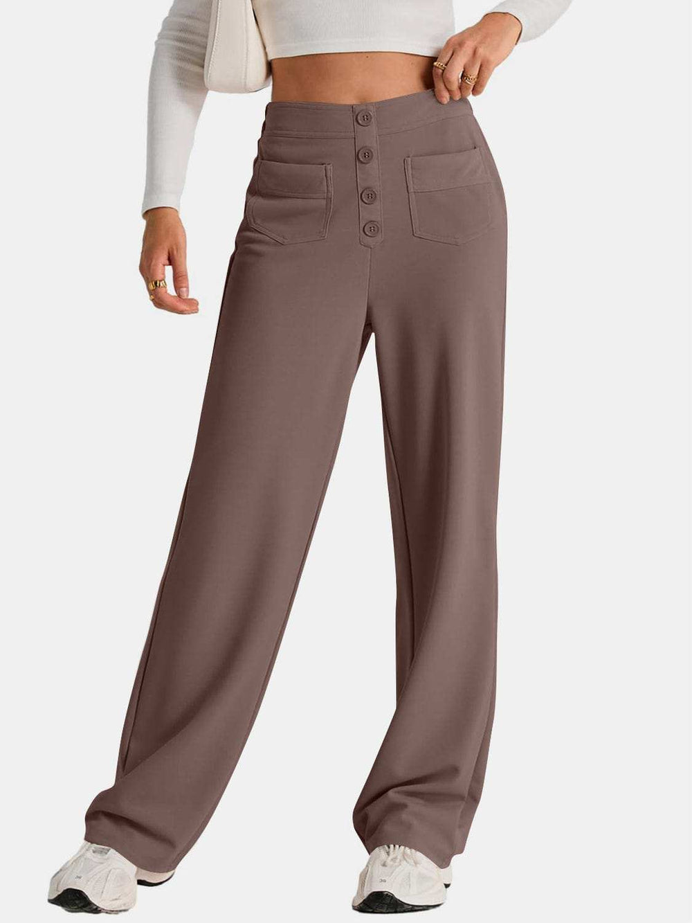 High Waist Wide Leg Pants - Trendsi - Flyclothing LLC