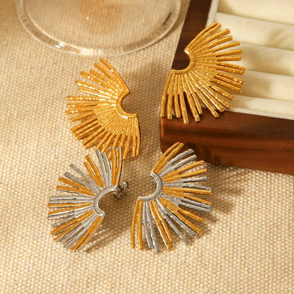 Stainless Steel Fan-Shaped Earrings - Trendsi - Flyclothing LLC