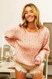 BiBi Pearl & Rhinestone Decor Long Sleeve Sweater - Trendsi - Flyclothing LLC
