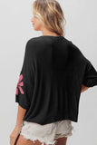 BiBi Floral Pattern Cropped Sweater - Trendsi - Flyclothing LLC