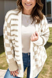Striped Open Front Long Sleeve Cardigan - Trendsi - Flyclothing LLC