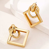 18K Gold-Plated Geometric Square Hoop Earrings - Trendsi - Flyclothing LLC