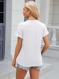 Decorative Button Notched Short Sleeve T-Shirt - Trendsi - Flyclothing LLC