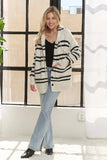 ADORA Horizontal Stripes Hoodie Cardigan - Trendsi - Flyclothing LLC