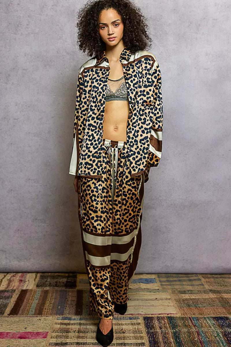 POL Leopard Printed Woven Wide Leg Drawstring Pants - Trendsi - Flyclothing LLC