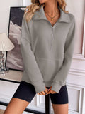 Ivy Lane Half Zip Raglan Sleeve Sweatshirt - Trendsi - Flyclothing LLC