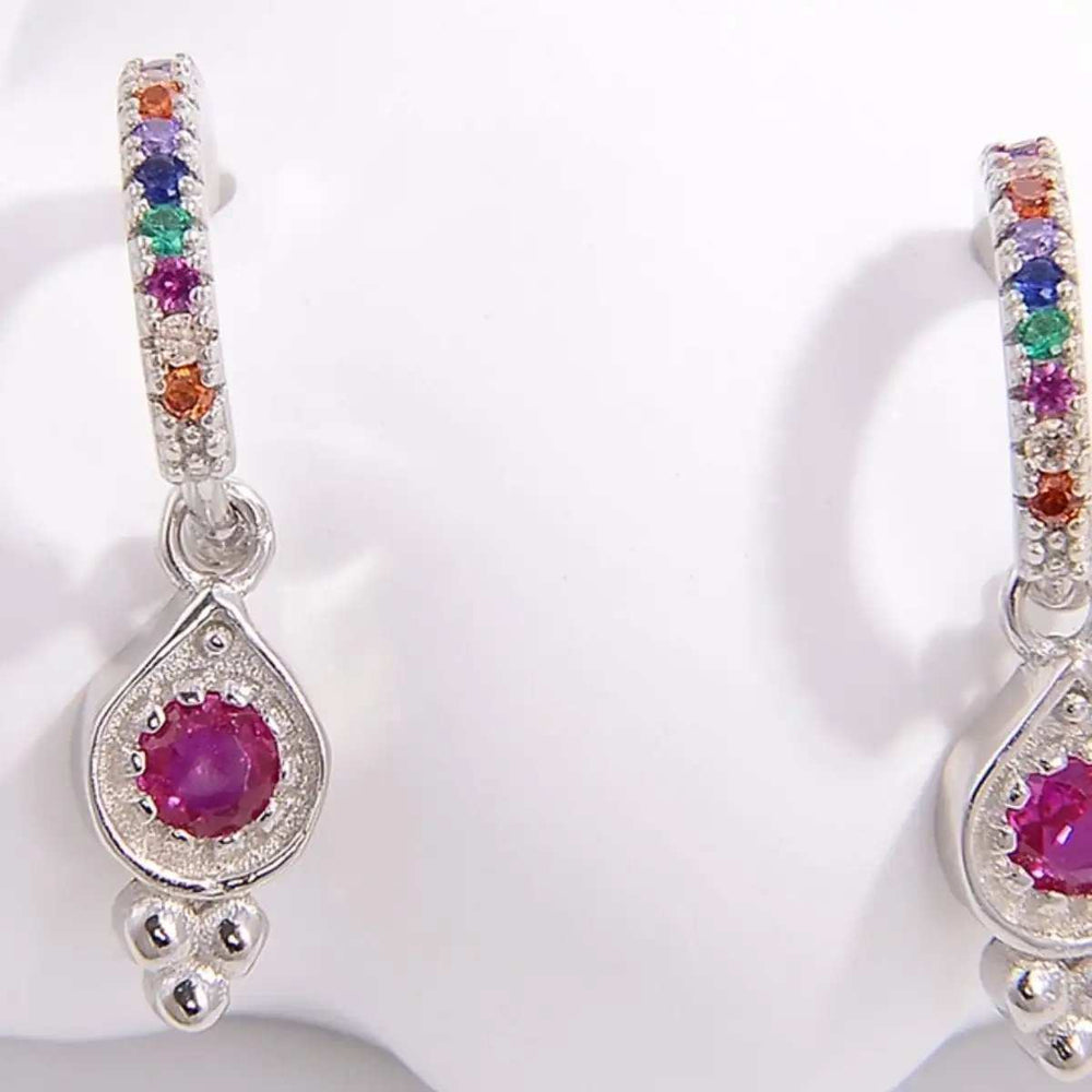 925 Sterling Silver Inlaid Zircon Earrings - Trendsi - Flyclothing LLC