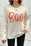 BOO Round Neck Long Sleeve Sweater - Trendsi - Flyclothing LLC