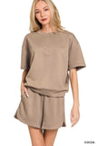 Zenana Scuba Short Sleeve Top & Shorts Set - Trendsi - Flyclothing LLC
