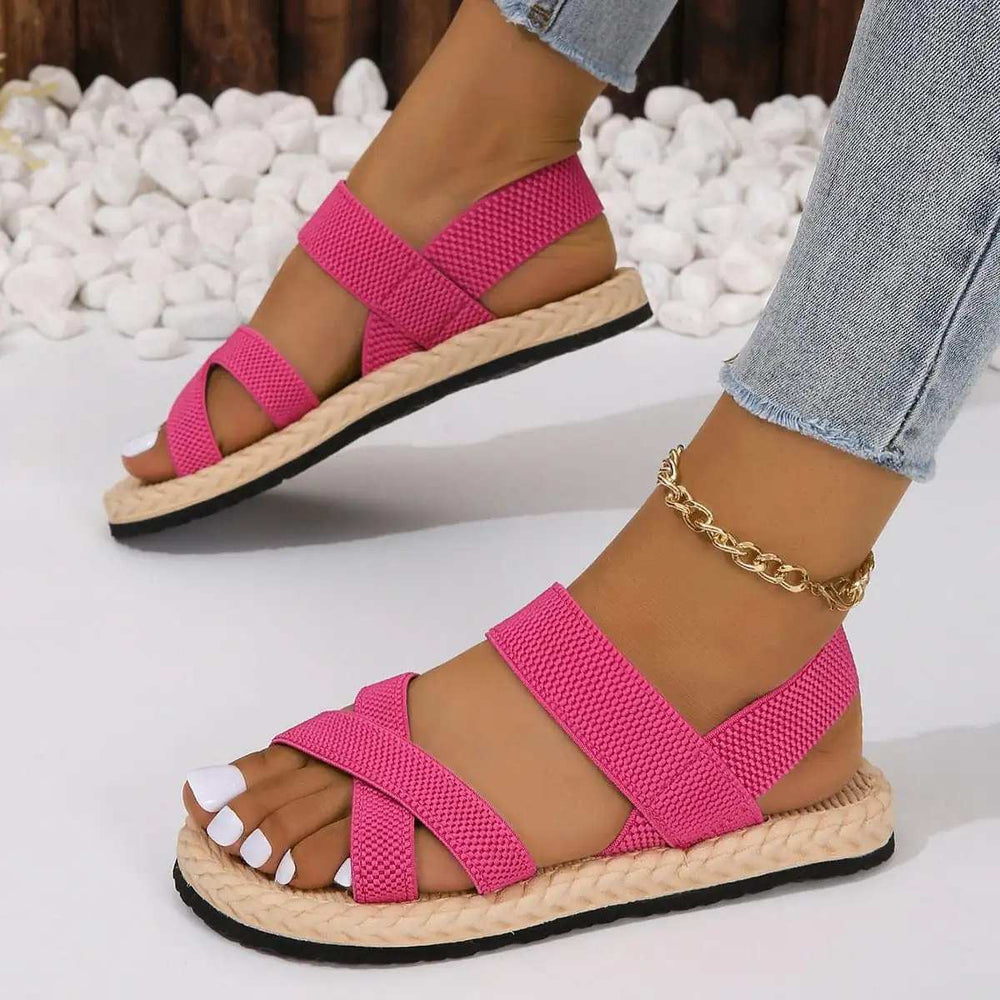 Crisscross Open Toe Flat Sandals - Trendsi - Flyclothing LLC