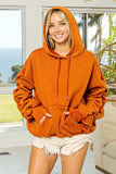 BiBi Ruched Long Sleeve Washed Fleece Hoodie - Trendsi - Flyclothing LLC