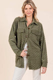 BOMBOM Checkered Button Down Dropped Shoulder Shacket - Trendsi - Flyclothing LLC