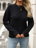 Cable-Knit Round Neck Long Sleeve Sweater - Trendsi - Flyclothing LLC