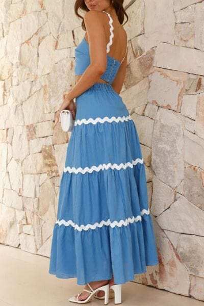 Contrast Trim Cami and Maxi Skirt Set - Trendsi - Flyclothing LLC