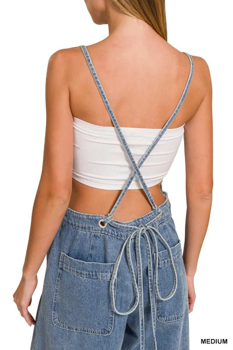 Zenana Denim Medium Washed Wide Leg Overalls - Trendsi - Flyclothing LLC