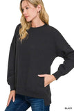 Zenana Full Size Fleece Hi-low Boyfriend Sweatshirts with Pockets Plus Size - Trendsi - Flyclothing LLC