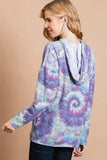 BiBi Brushed Circular Tie Dye Print Terry Hoodie - Trendsi - Flyclothing LLC
