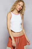 POL Round Neck Cropped Tank with Embroidered Detail - Trendsi - Flyclothing LLC