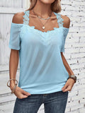 Full Size Lace Detail Short Sleeve T-Shirt - Trendsi - Flyclothing LLC