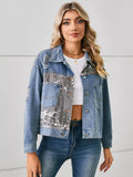 Snake Print Button Up Denim Jacket - Trendsi - Flyclothing LLC