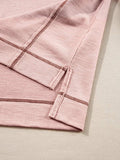 Exposed Seam Ribbed Knit V Neck Top - Trendsi - Flyclothing LLC