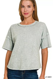 Zenana Halo Snow Washed Short Sleeve Tee and Shorts Set - Trendsi - Flyclothing LLC