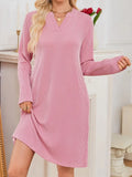 Casual Ribbed Knit Long Sleeve Dress - Trendsi - Flyclothing LLC