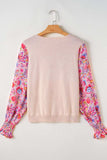 Printed Round Neck Flounce Sleeve Sweater - Trendsi - Flyclothing LLC