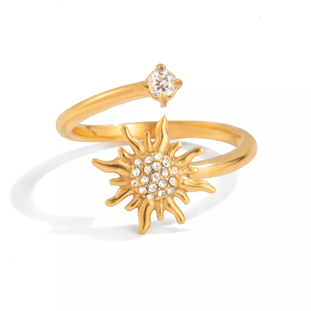 18K Gold-Plated Zircon Sun Bypass Ring - Trendsi - Flyclothing LLC