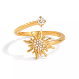 18K Gold-Plated Zircon Sun Bypass Ring - Trendsi - Flyclothing LLC