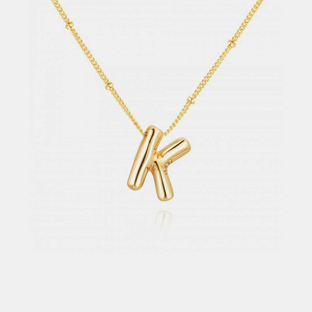 Gold-Plated Letter Pendant Necklace - Trendsi - Flyclothing LLC