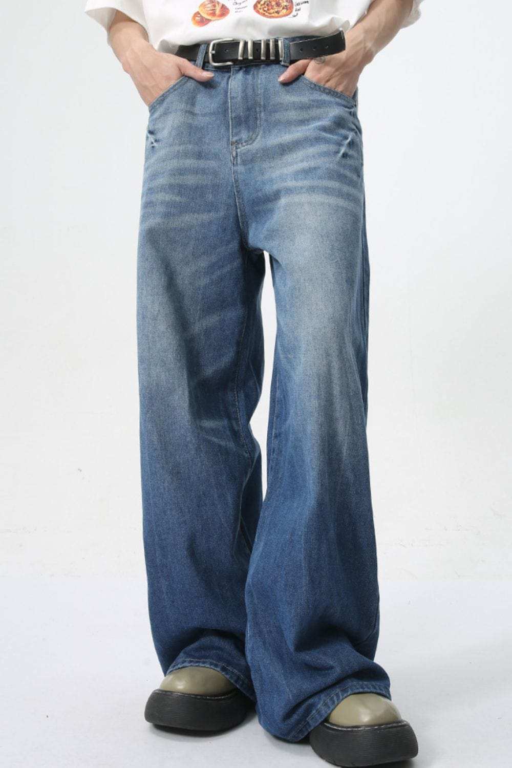 Wide Leg Men's Jeans with Pockets - Trendsi - Flyclothing LLC
