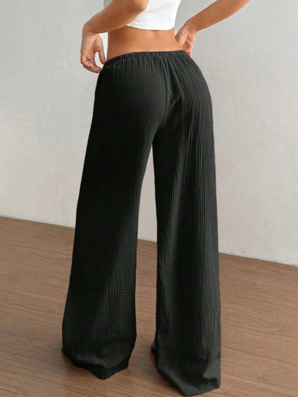 Wide Leg Drawstring Casual Pants - Trendsi - Flyclothing LLC