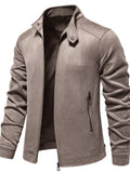Men's Zip Up Long Sleeve Biker Jacket - Trendsi - Flyclothing LLC