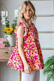 Heimish Full Size Butterfly Sleeve Floral Tiered Top Plus Size - Trendsi - Flyclothing LLC
